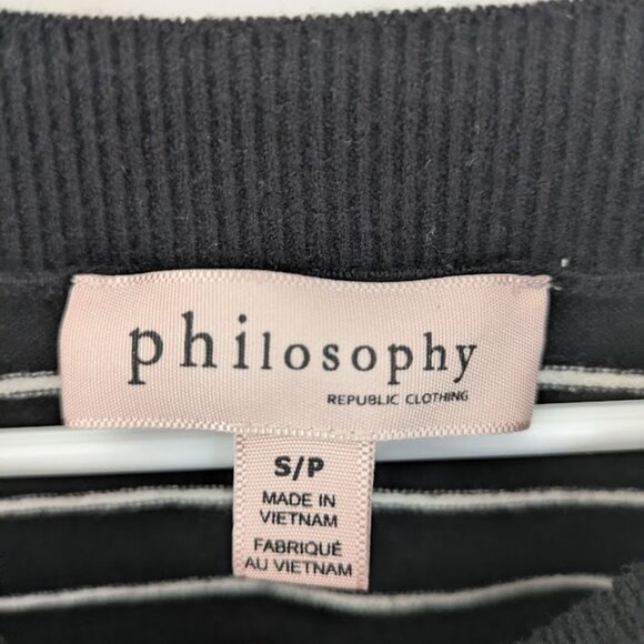 Philosophy womens black striped lightweight long sleeve sweater size S - Picture 2 of 3
